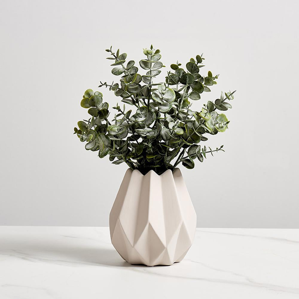 Faux Eucalyptus Stems in Ivory Ceramic Vase SHZHCE1167-F8