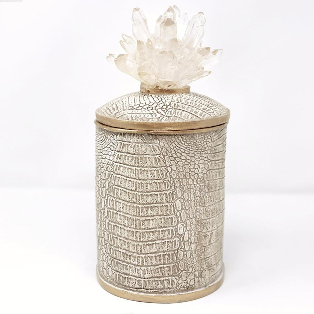 Cylindrical Resin Container with Crystal Flower Lid FA-SZ1906A
