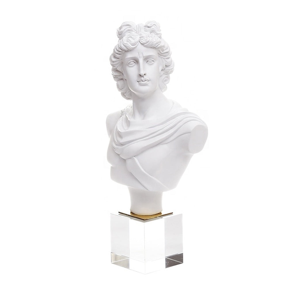White Resin Greek Bust on Crystal Base W8000-1151 White