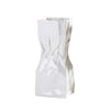 White Scrunched Ceramic Vase - C LT663-C مزهرية