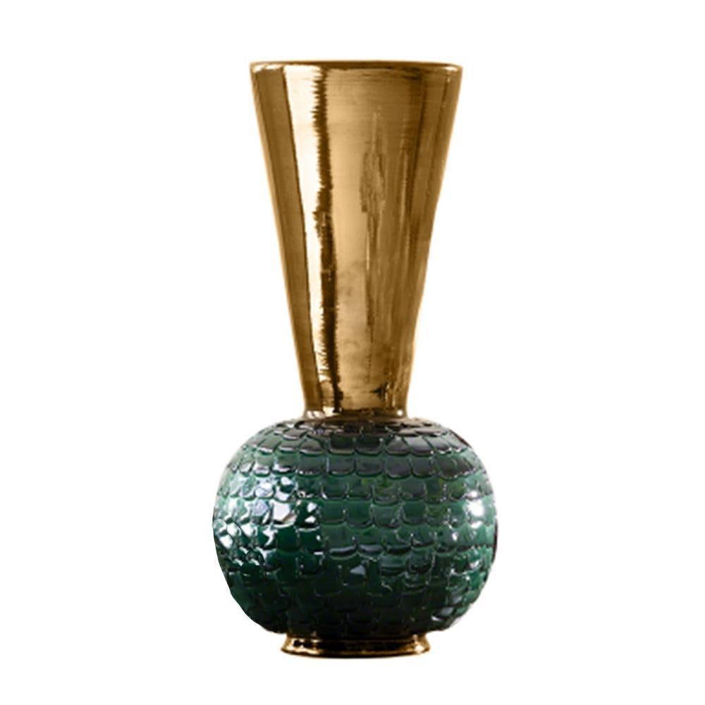 Green & Gold Glass Vase - Large 300188