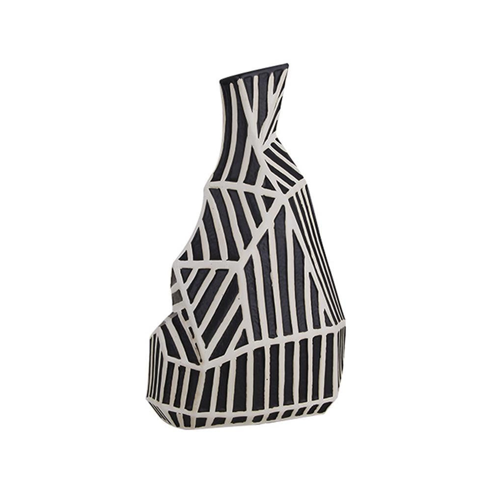Black & White Ceramic Geometric Vase - B FA-D21045B