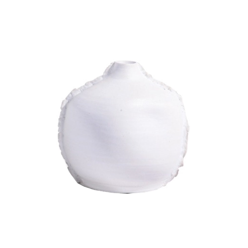 White Porcelain Round Vase - B 608763 مزهرية