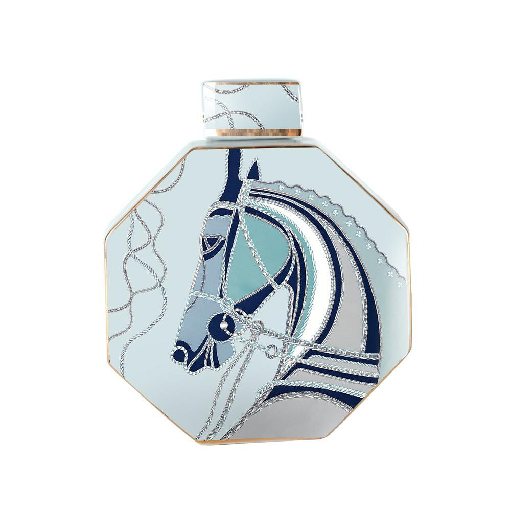 Octagonal Ceramic Jar with Horse Print - Medium 600485