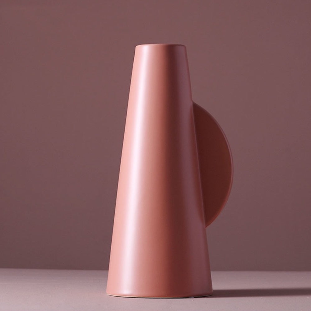 Deep Pink Ceramic Vase with Semicircular Detail CT-A-6