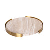 Beige Round Marble Tray with Metal Siding FB-T2020B