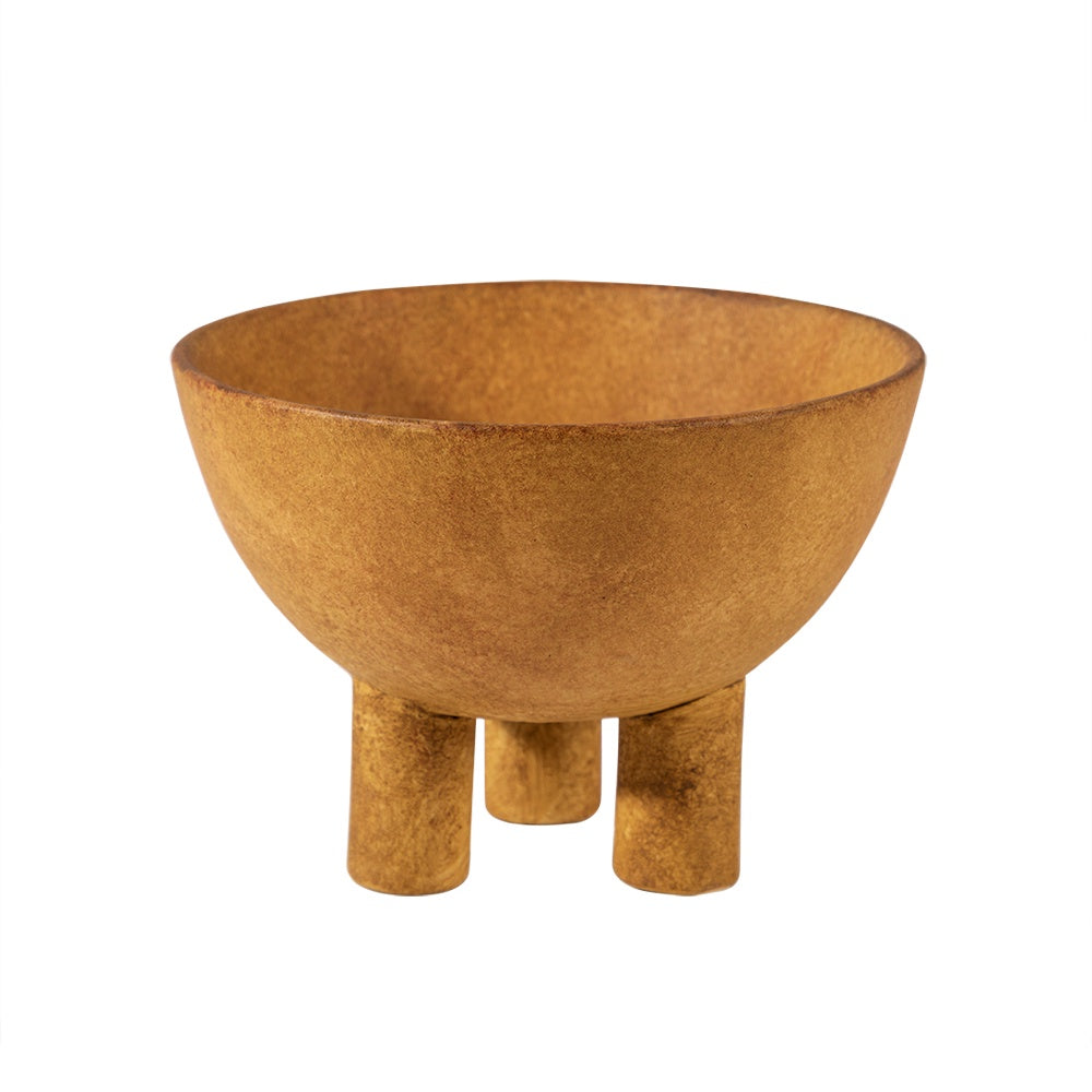 Ochre Ceramic Bowl with Feet - Large ML01404622Y1
