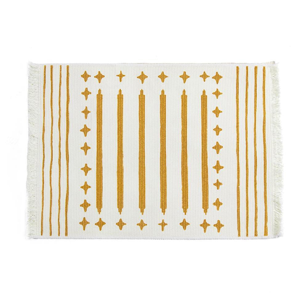 Set of 4 Ochre & White Placemats CQ000252-Y