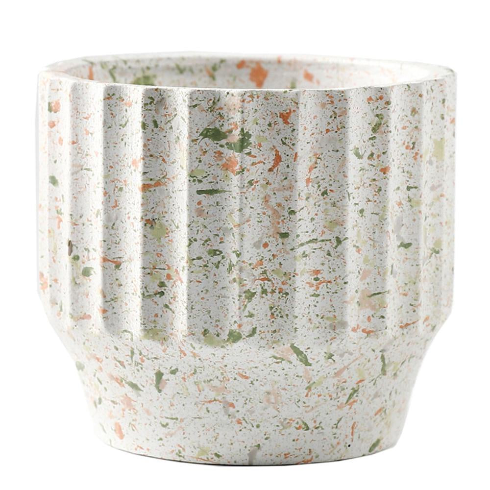 White Splatter Concrete Planter - Large ZD-033L