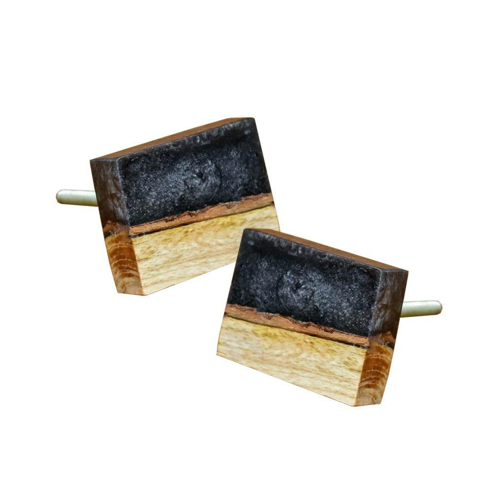 Black & Natural Bone Resin Knob - Square مقبض