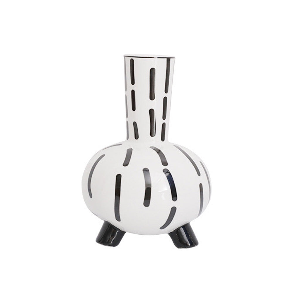 Black & White Vase with Feet FB-049A