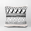 Black & White Embroidered Boho Cushion with Fringe وسادة