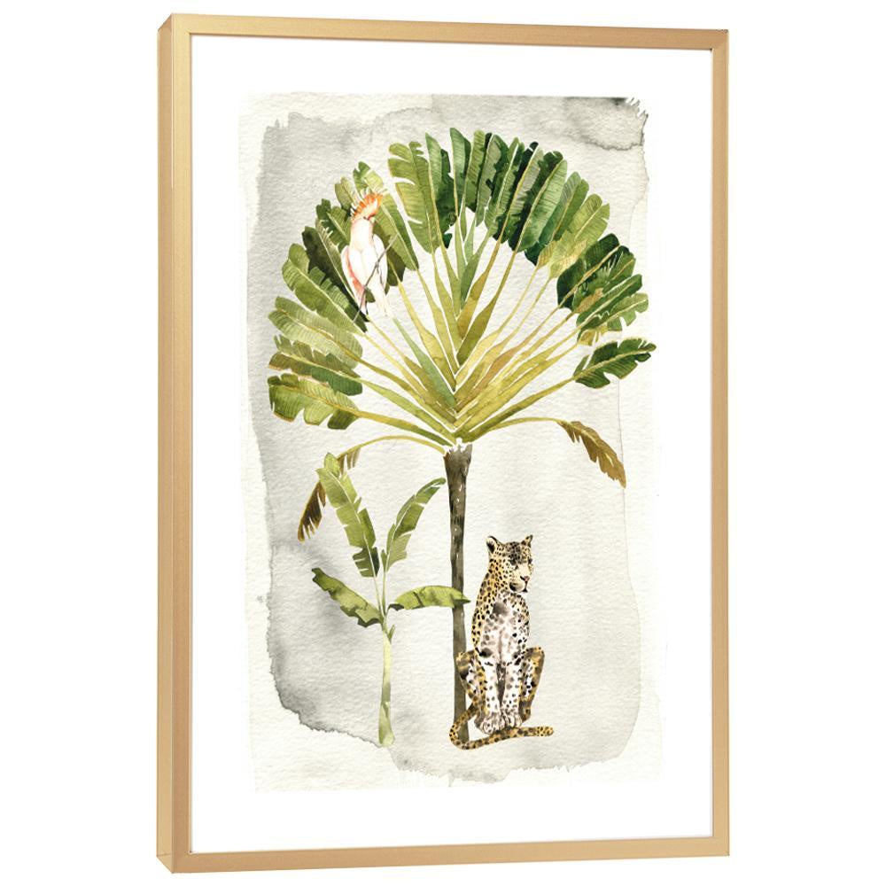Tropical Palm with Leopard جدار الفن