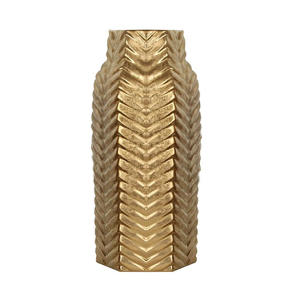 Gold Ceramic Plicated Vase - Medium FA-D1905B