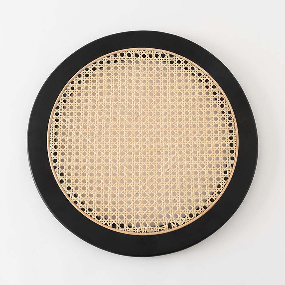Round Cane Tray - Black 200191HLW-SBLK