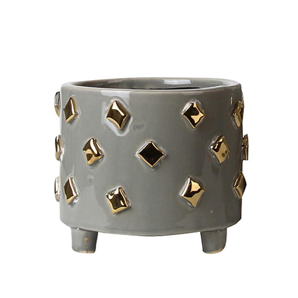 Grey & Gold Ceramic Planter - Medium FA-D2047B