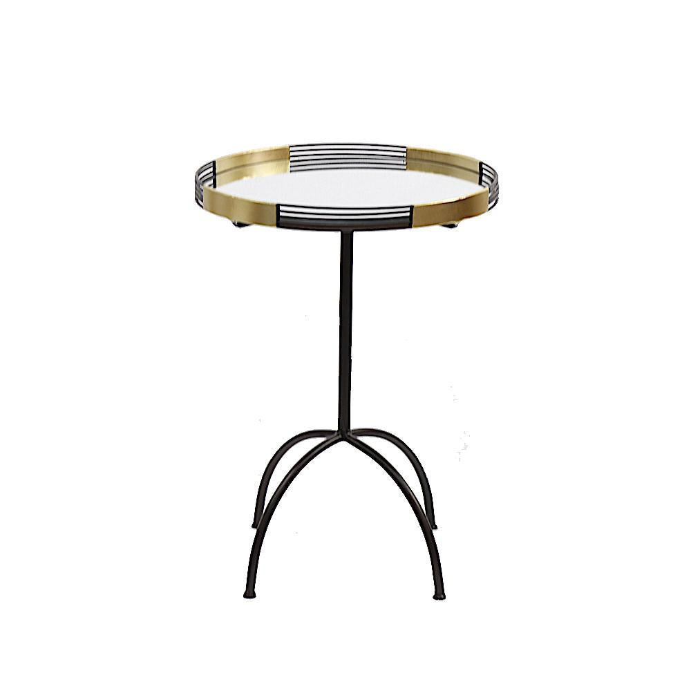 Black Round End Table with Mirror Top 98023 - On Sale