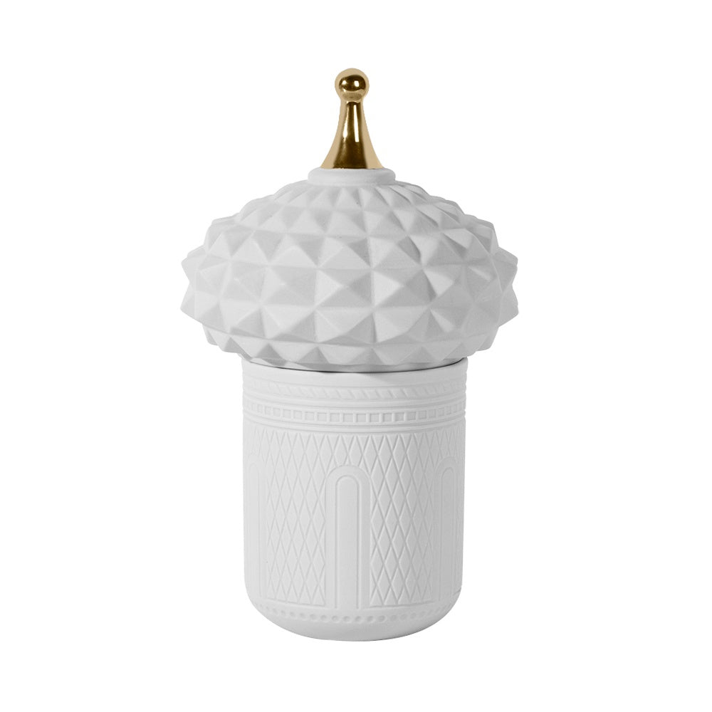 White Ceramic Architectural Lidded Jar - Large CY3906W1