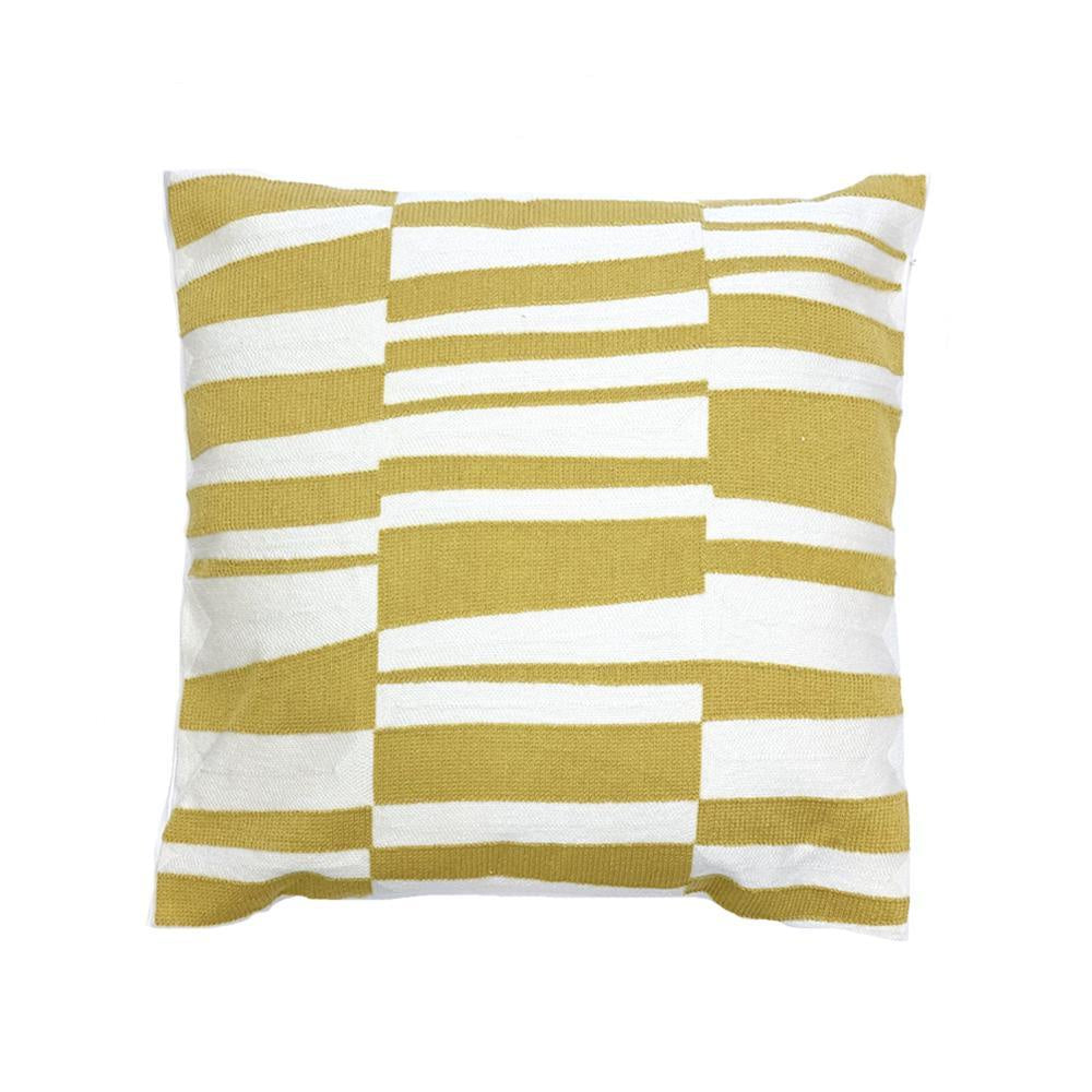 Ochre Geometric Embroidered Cushion MND219