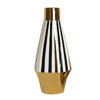 Black Striped Ceramic Vase with Gold Base - Large FA-D1979A