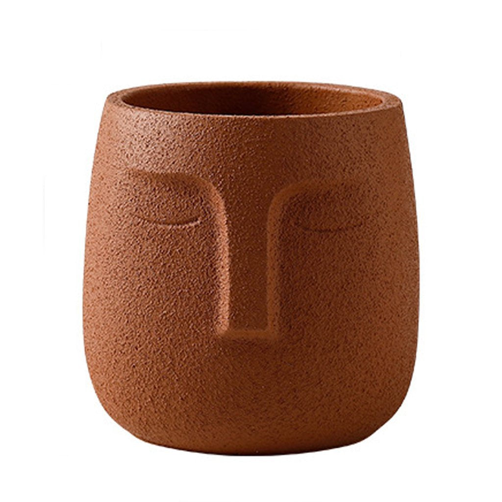 Abstract Face Cement Planter - Terracotta SS080-T