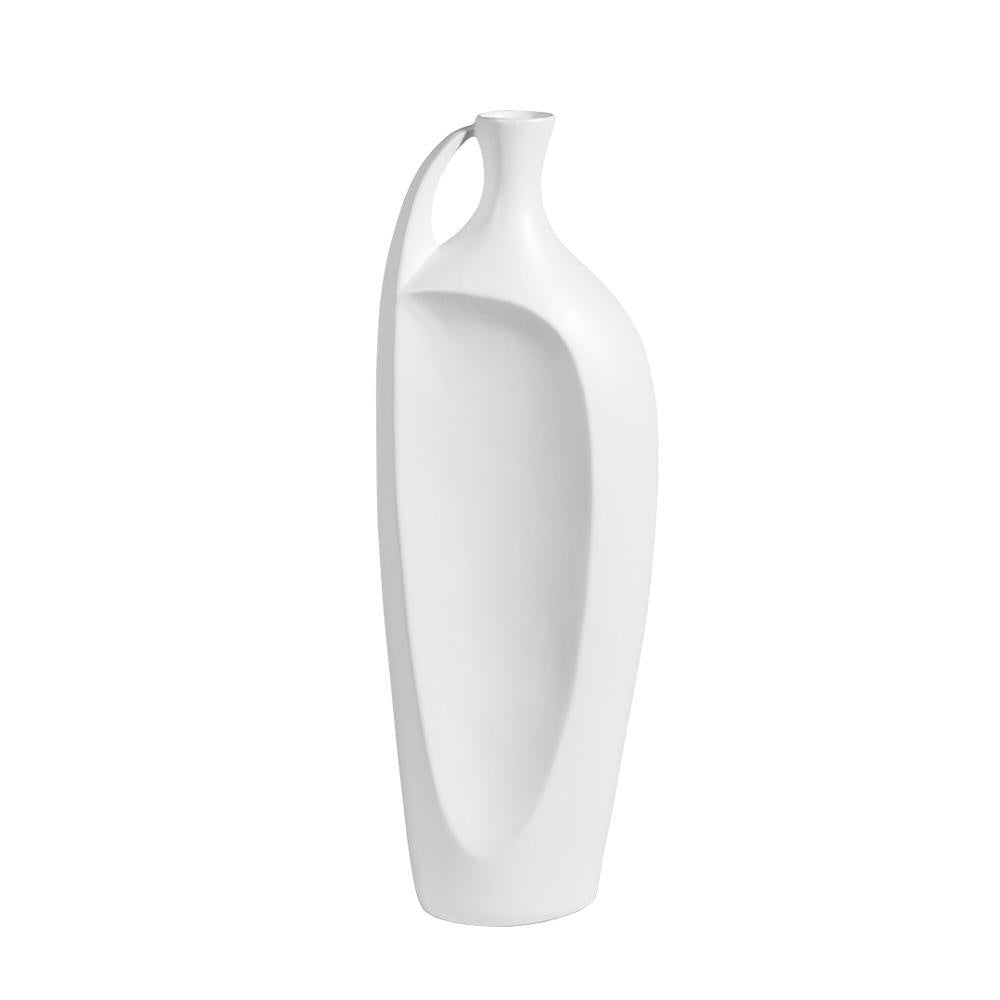 White Ceramic Vase with Handle - Medium OMS01017153W2