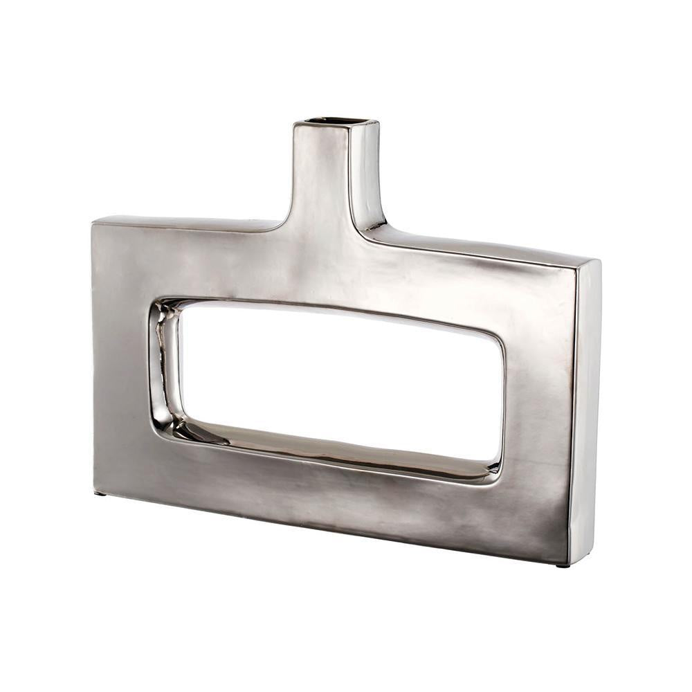 Silver Ceramic Keyhole Vase - Wide AV0311