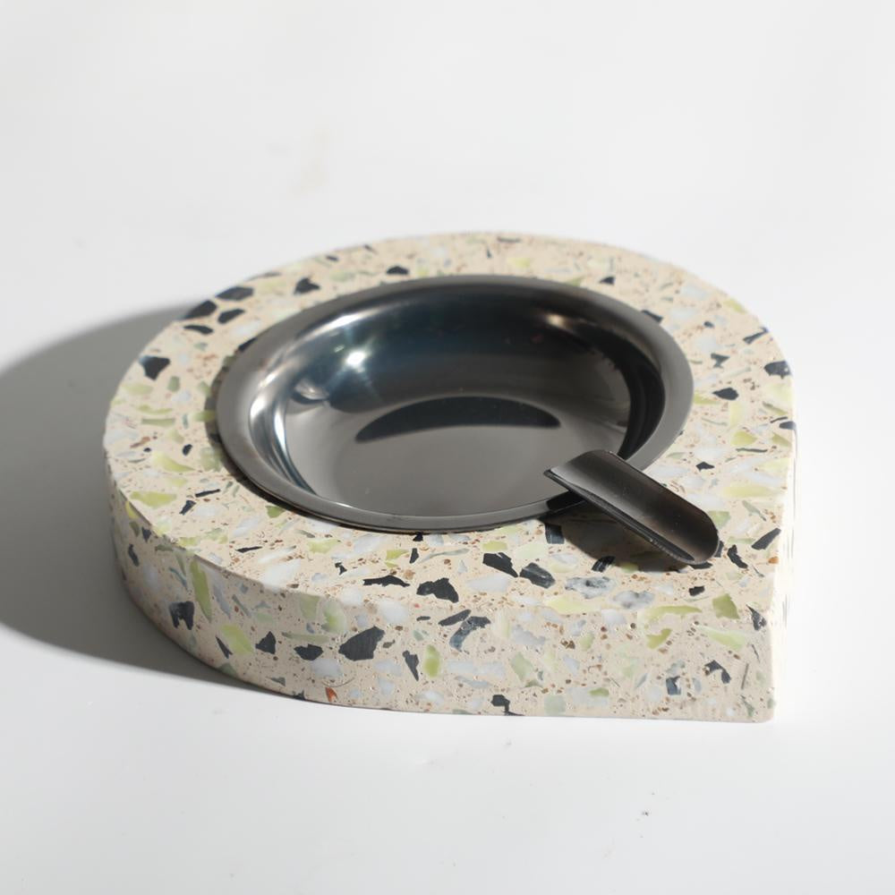 Light Beige Terrazzo & Gunmetal Ashtray B0076C