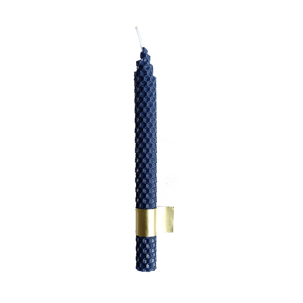Honeycomb Pattern Taper Candle - Navy FB-039-BL