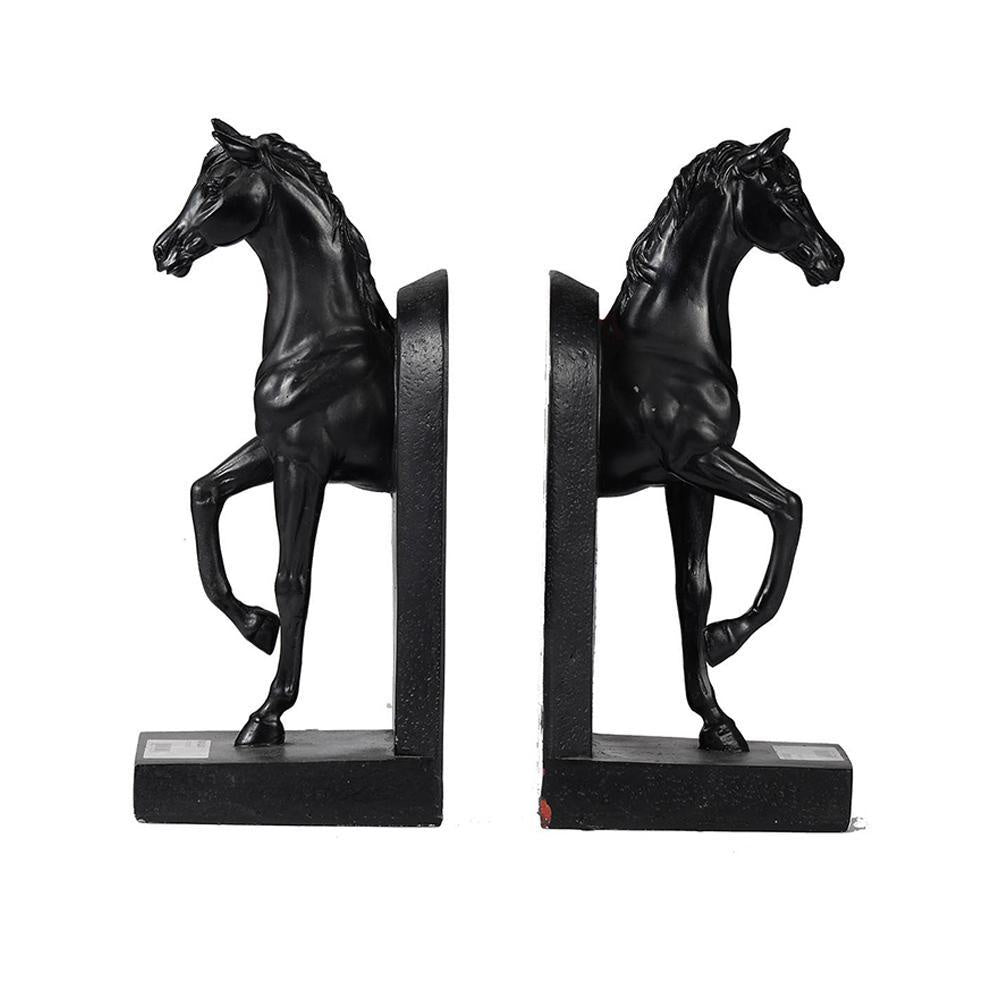 Set of 2 Black Horse Bookends 73642-BLAC
