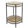 Metal & Cane End Table with Wood Top 19137