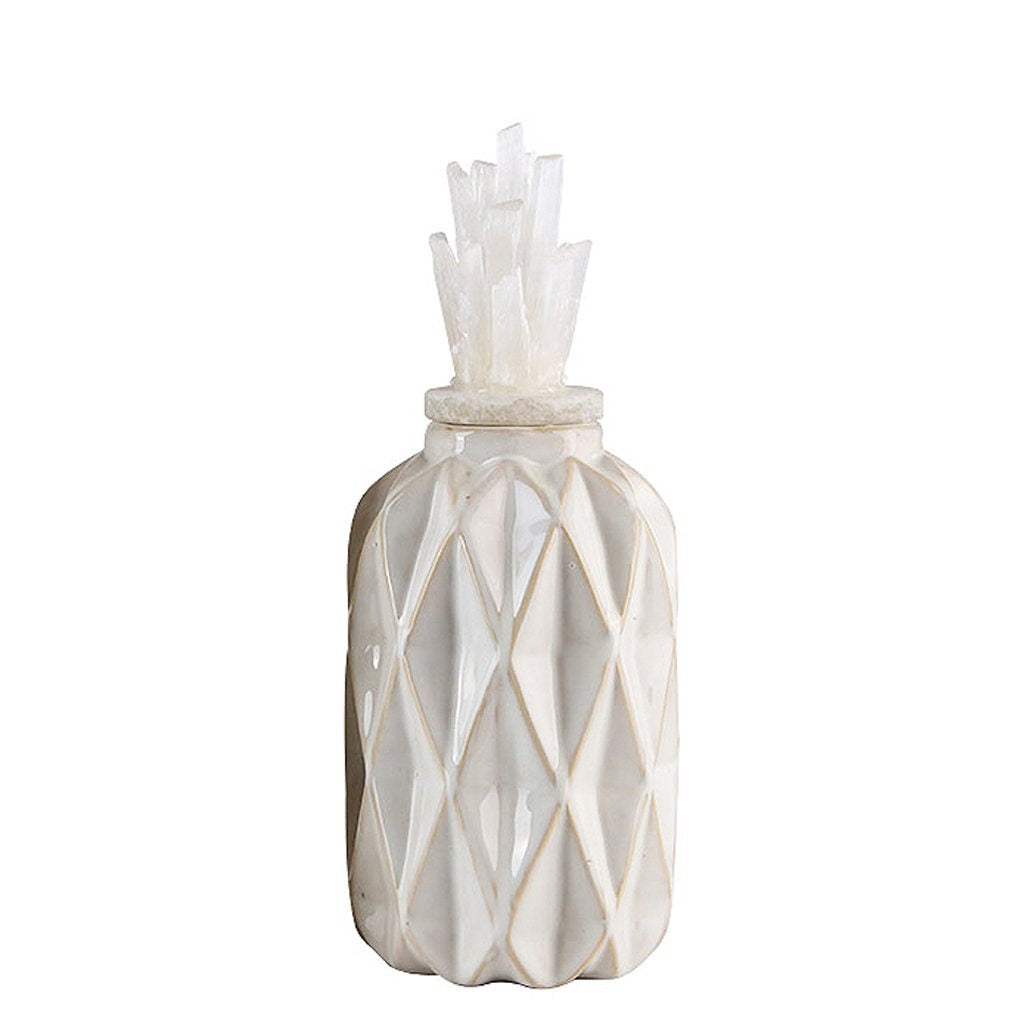 Geometric Ceramic Jar with Decorative Lid - Small FA-D1837B