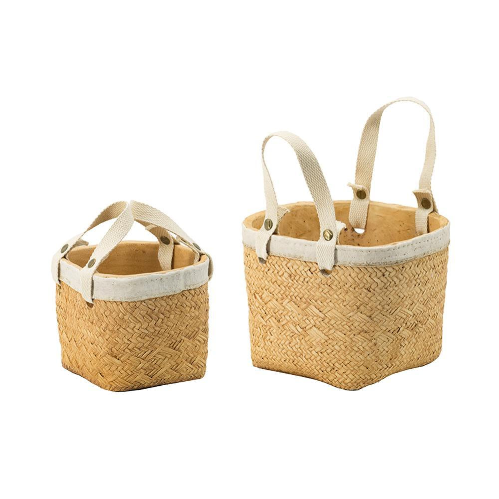 Set of 2 Concrete Planters with Cotton Handles D9049