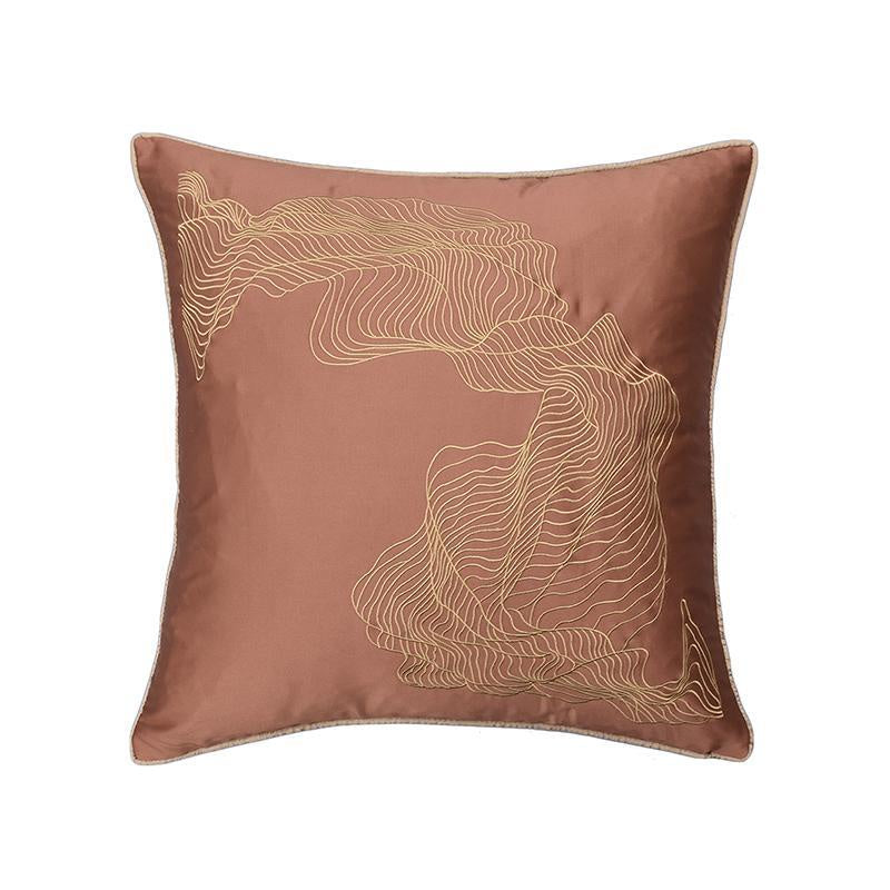 Rust Satin Cushion with Embroidery MND174