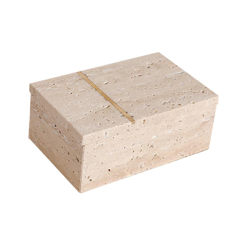 Beige Natural Stone & Brass Decorative Box - Small FB-T2013B