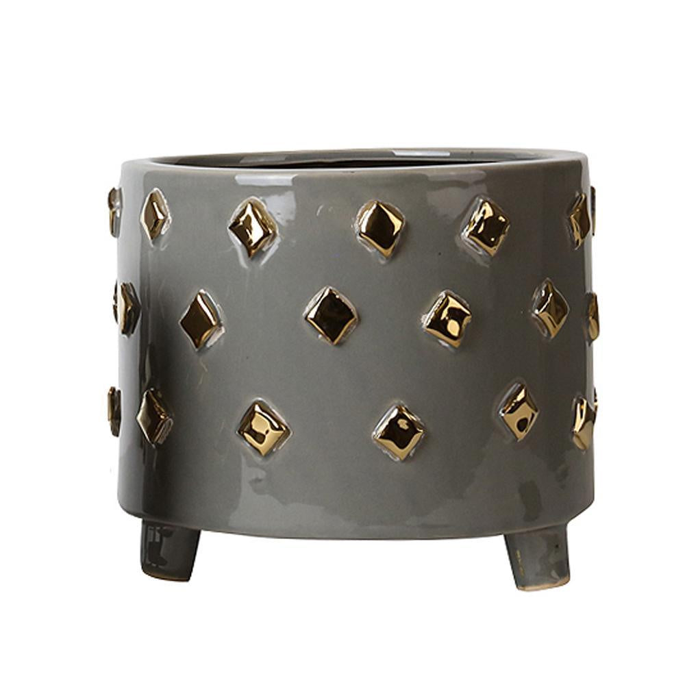 Grey & Gold Ceramic Planter - Large FA-D2047A