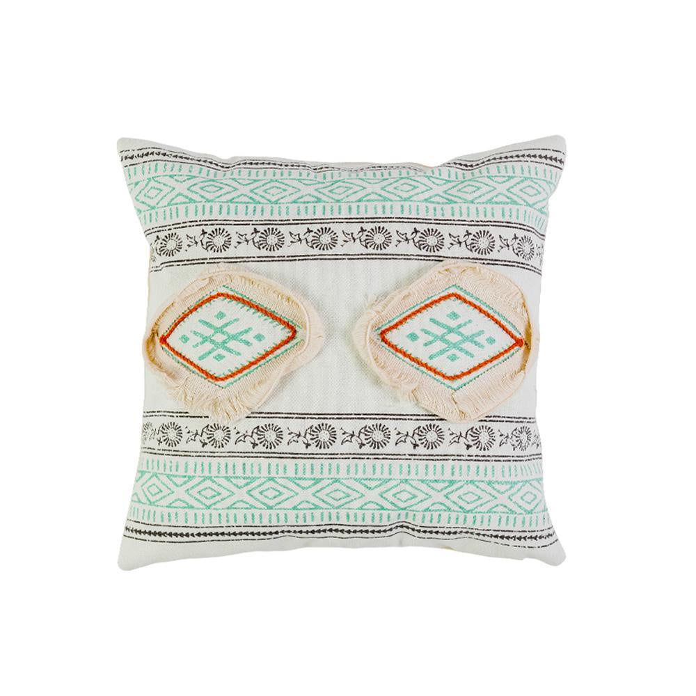Turquoise & Yellow Embroidered Cushion BQ000885A