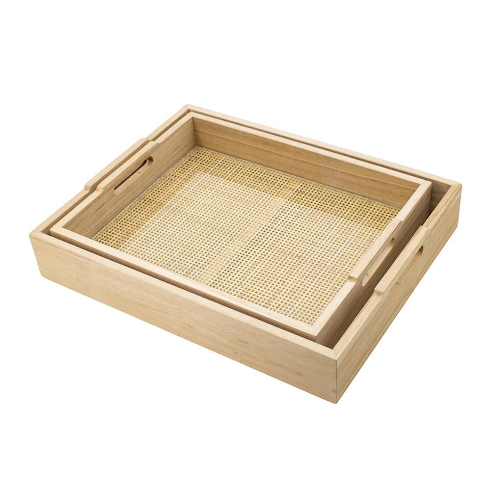Set of 2 Wooden Trays 48602
