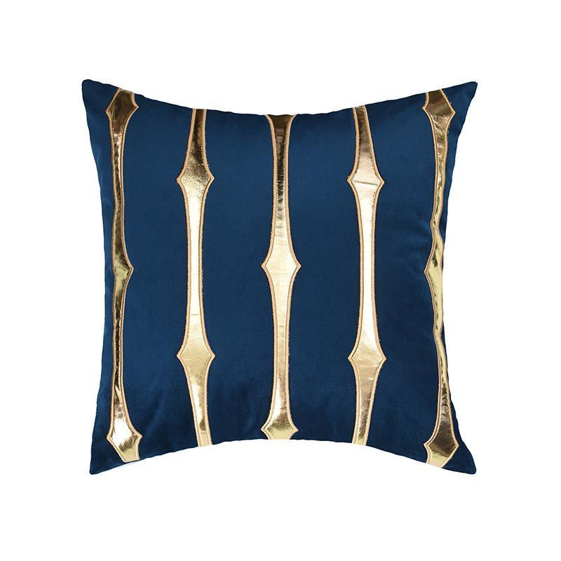 Dark Blue Velvet with Gold Appliqué Cushion MND133