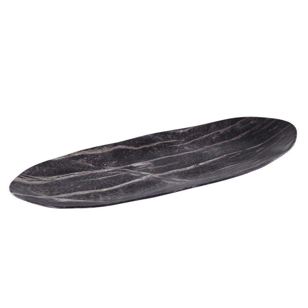 Black Ceramic Plate with Wood Grain Effect - Large RYHZ0264B1