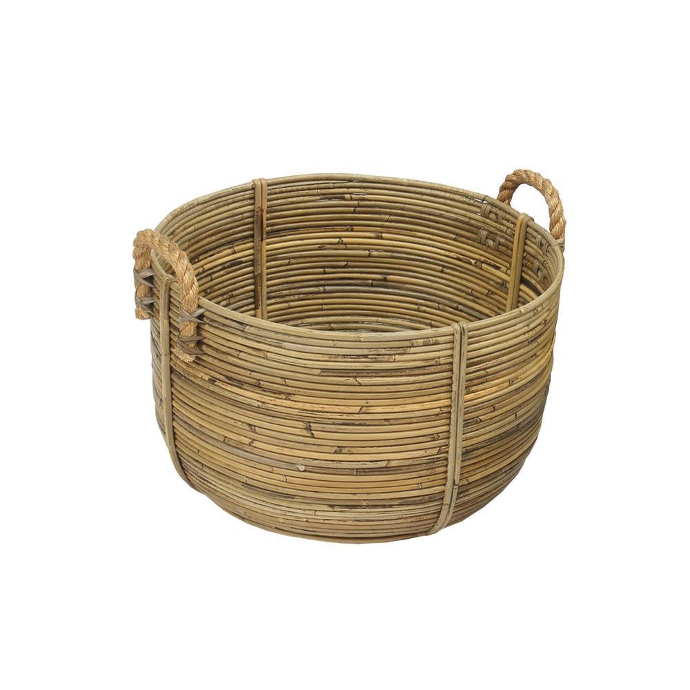Woven Rattan Basket with Handles - Small