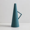 Teal Conical Ceramic Vase with Angled Handle ZD-066
