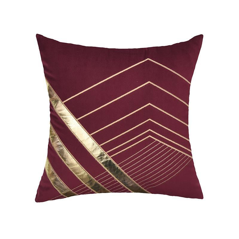 Deep Crimson Velvet with Gold Appliqué Cushion MND136