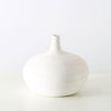 White Textured Ceramic Vase with Long Neck - Round مزهرية