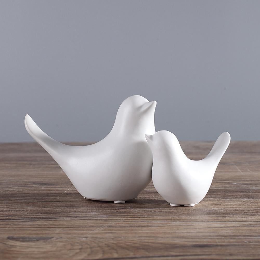 Set of 2 White Ceramic Birds LT207-W