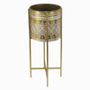 Gold and White Metal Planter on Gold Stand - Small الغراس