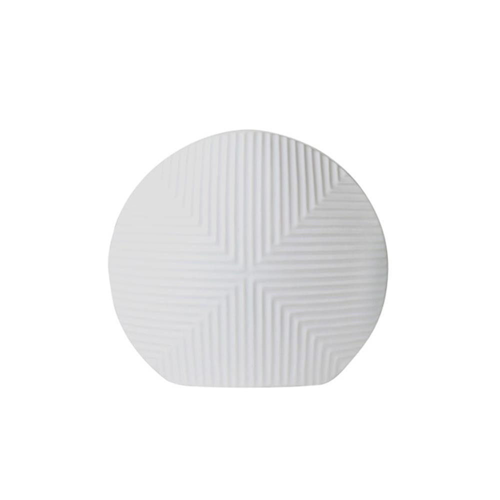 White Round Ceramic Vase with Geometric Pattern - Medium FA-D2016B