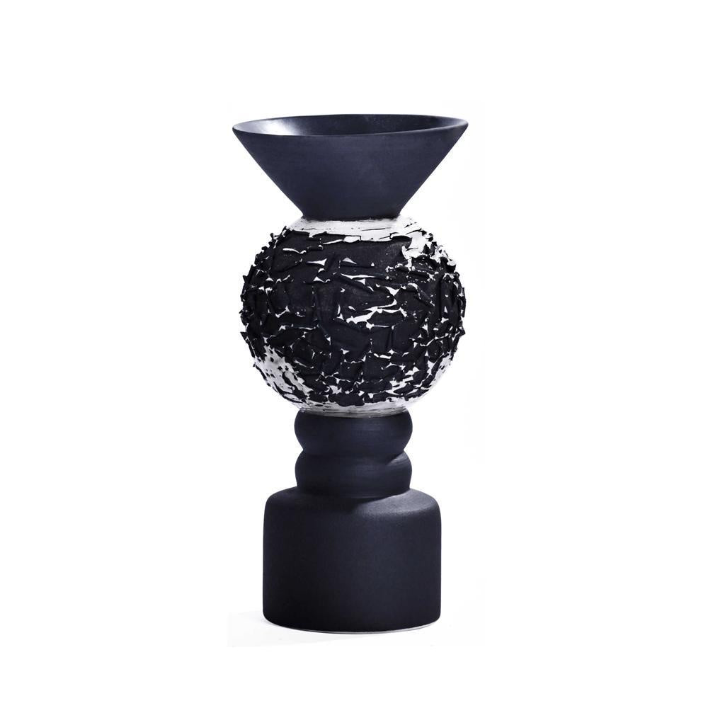 Black & White Textured Ceramic Vase - Medium 607475