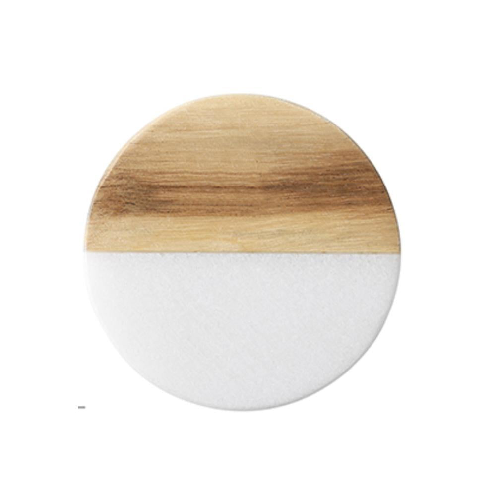 Marble & Wood Round Coaster - Light 1148-L-R