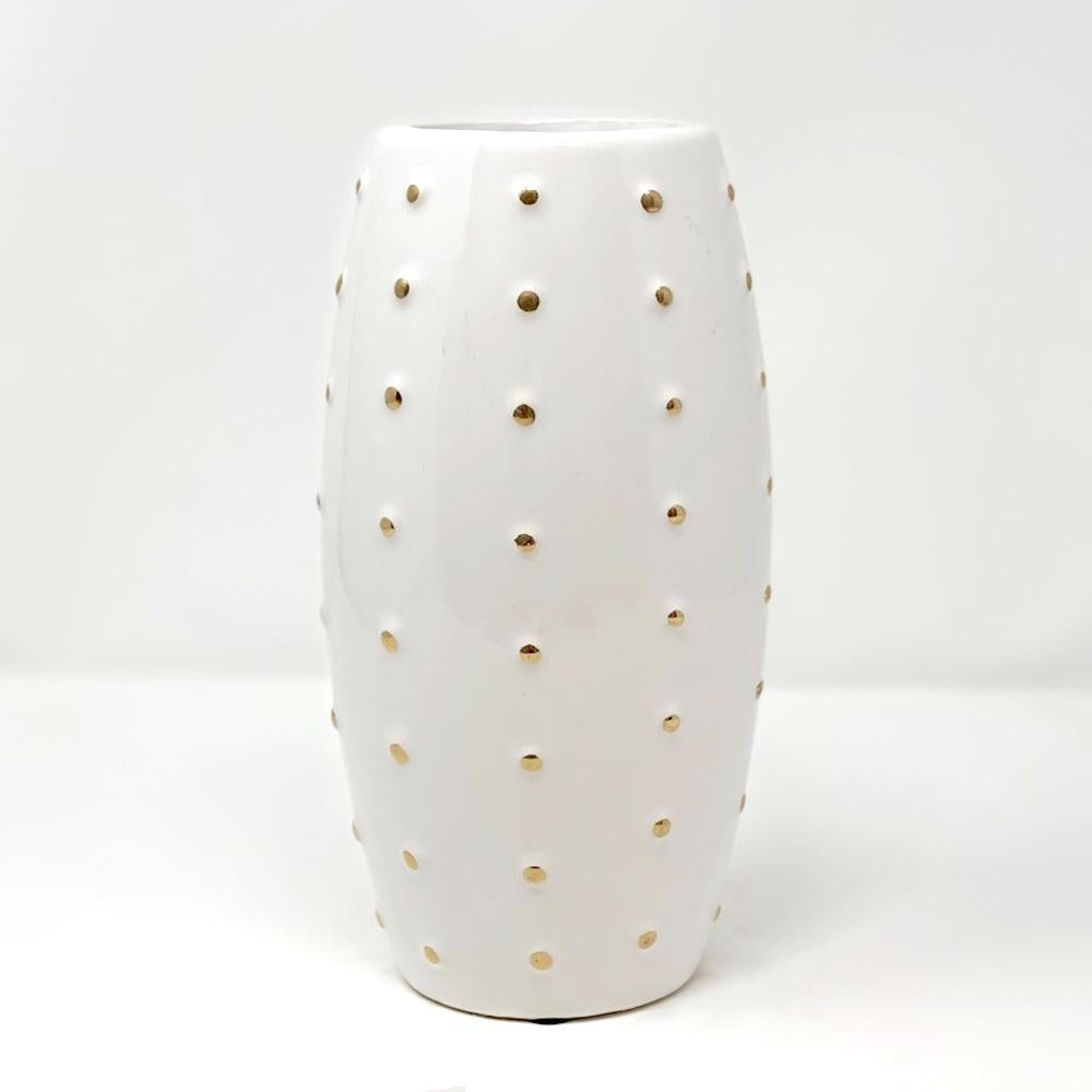 White and Gold Ceramic Vase 20235